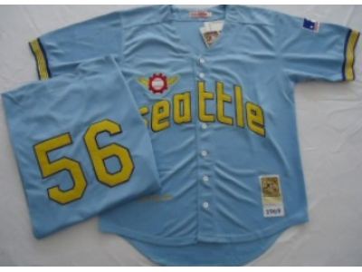 mlb seattle pilots #56 bouton m&n blue jerseys