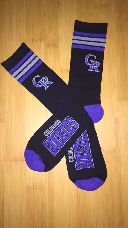 Rockies Team Logo Black Blue MLB Socks