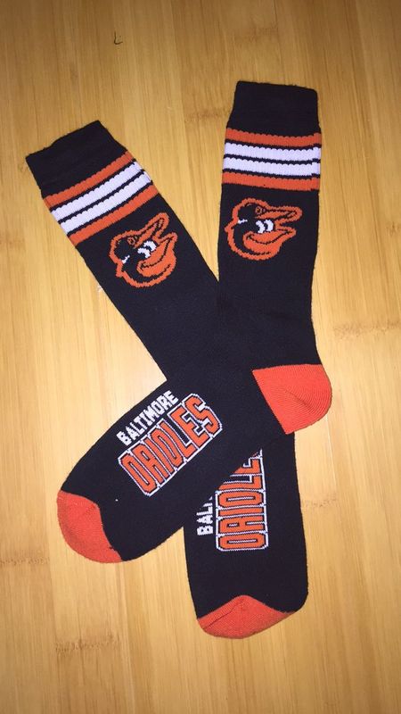 Orioles Team Logo Black Blue MLB Socks