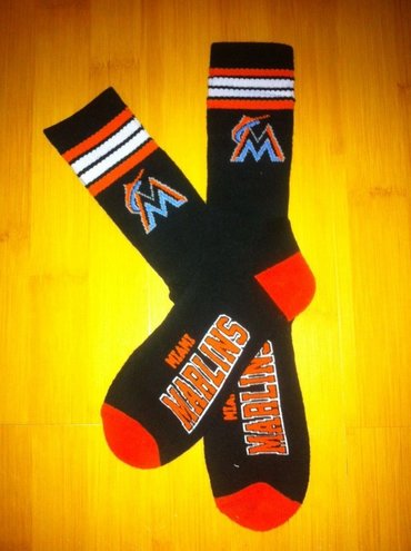 Marlins Team Logo Black Blue MLB Socks