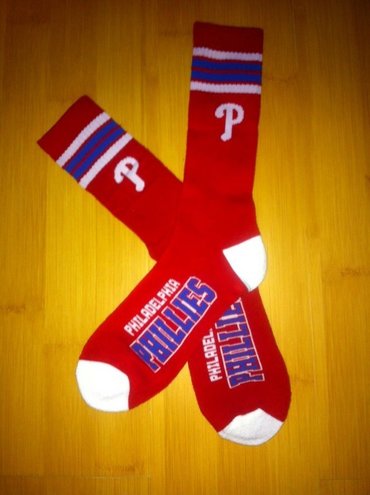 Phillies Team Logo Red Blue MLB Socks