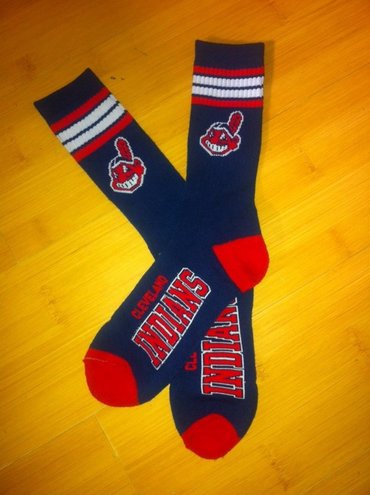 Indians Team Logo Navy Blue MLB Socks