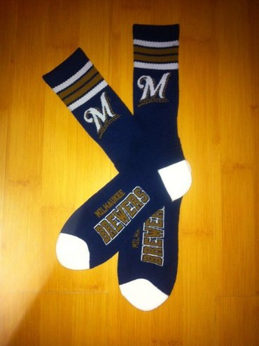 Brewers Team Logo Navy Blue MLB Socks