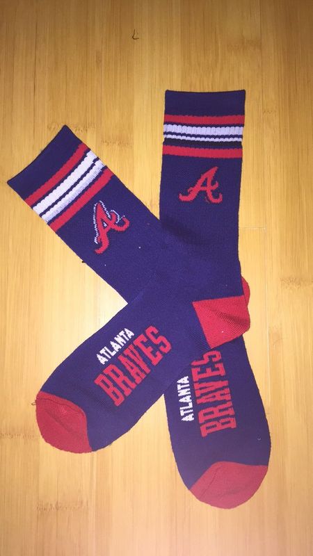 Braves Team Logo Navy Blue MLB Socks