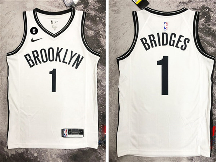 Men's Brooklyn Nets #1 Mikal Bridges White Stitched Basketball Jersey