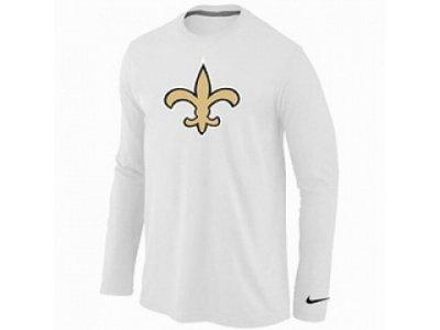 NEW New Orleans Sains Logo Long Sleeve T-Shirt WHITE