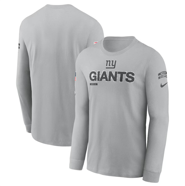 Men's New York Giants 2024 Gray Salute To Service Long Sleeve T-Shirt