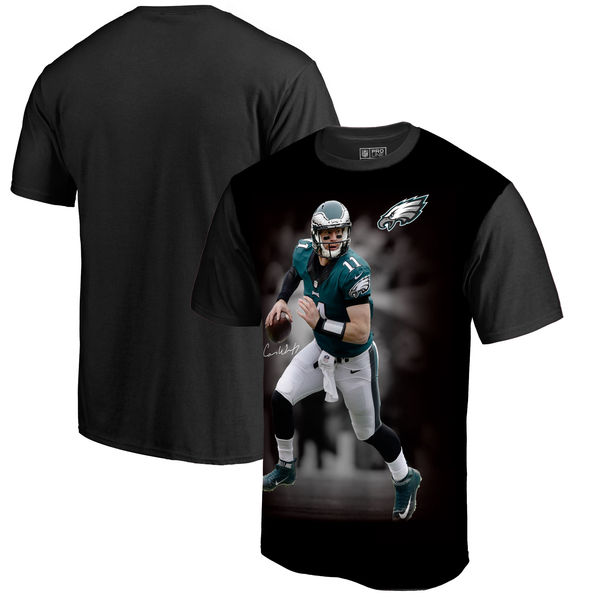 Philadelphia Eagles Carson Wentz NFL Pro Line By Fanatics Branded NFL Player Sublimated Graphic T Shirt Black