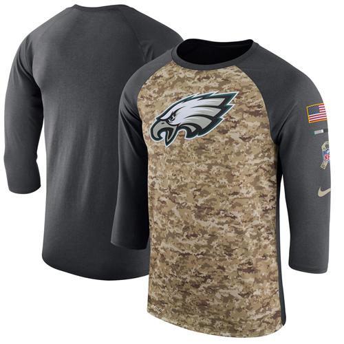 Men's Philadelphia Eagles Nike Camo Anthracite Salute to Service Sideline Legend Performance Three-Quarter Sleeve T-Shirt