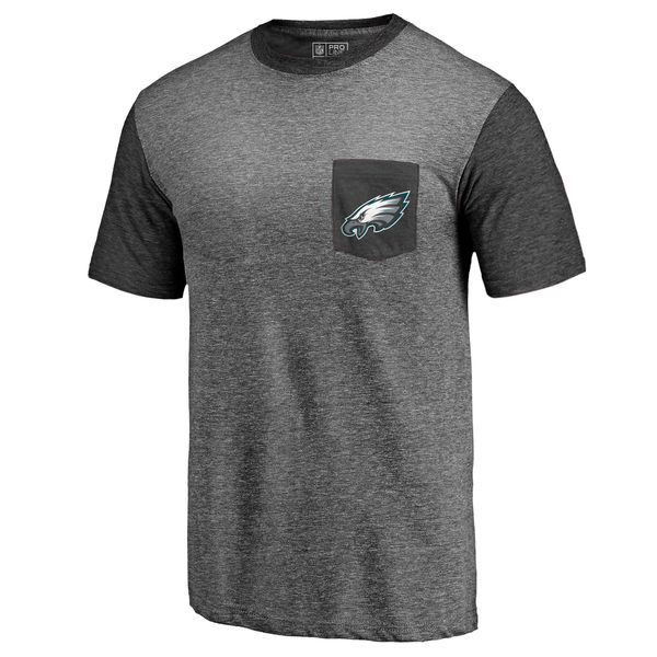 Philadelphia Eagles Pro Line By Fanatics Branded Heathered Gray Black Refresh Pocket T-Shirt