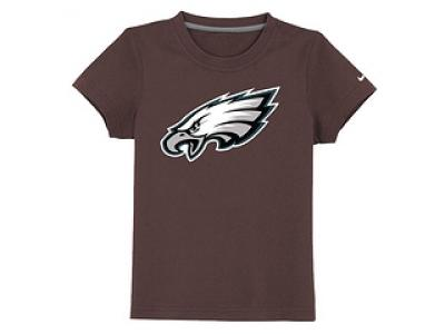 NEW philadelphia eagles authentic logo youth T-Shirt brown