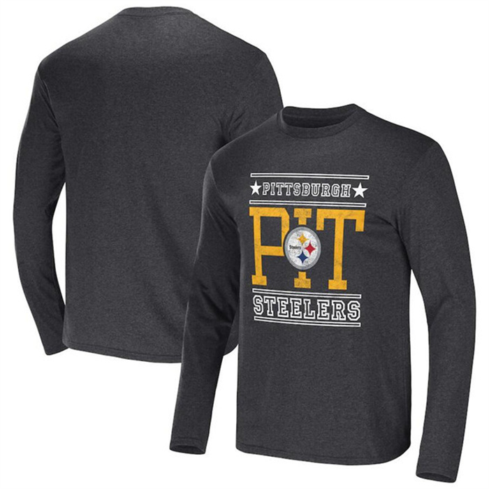 Men's Pittsburgh Steelers Heathered Charcoal X Darius Rucker Collection Long Sleeve T-Shirt