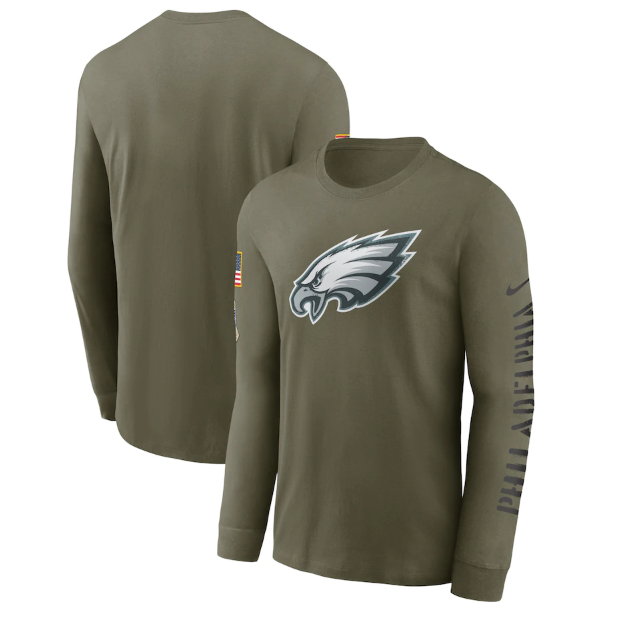 Men's Philadelphia Eagles Olive 2022 Salute To Service Long Sleeve T-Shirt