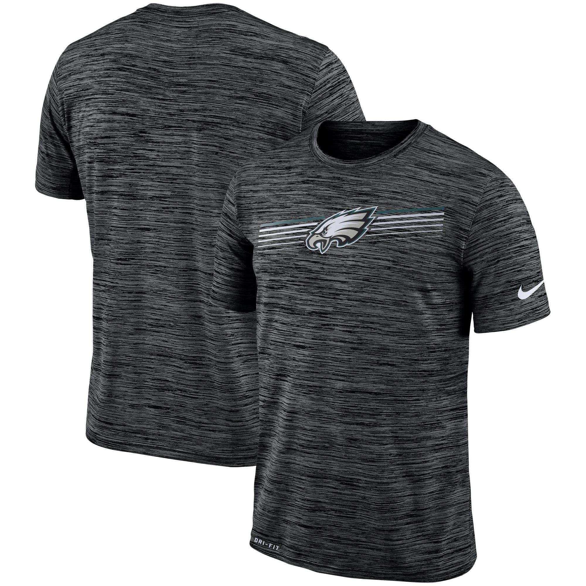 Philadelphia Eagles Nike Sideline Velocity Performance T-Shirt Heathered Black