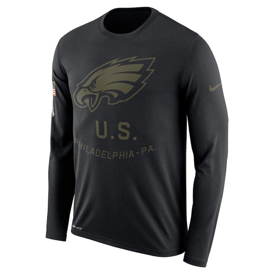 Philadelphia Eagles Nike Salute To Service Sideline Legend Performance Long Sleeve T-Shirt Black