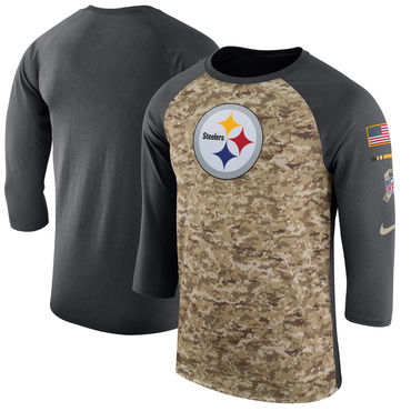 Men's Pittsburgh Steelers Nike Camo Anthracite Salute To Service Sideline Legend Performance Three-Quarter Sleeve T Shirt