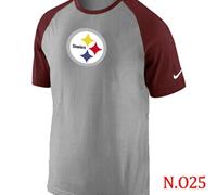 NEW Pittsburgh Steelers Ash Tri Big Play Raglan NFL T-Shirt Grey Red