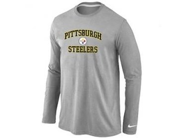 NEW Pittsburgh Steelers Heart & Soul Long Sleeve T-Shirt Grey