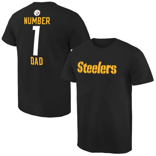 Men's Pittsburgh Steelers Pro Line College Number 1 Dad T-Shirt Black