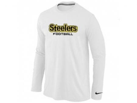 NEW Pittsburgh Steelers Authentic font Long Sleeve T-Shirt White