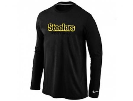 NEW Pittsburgh Steelers Authentic font Long Sleeve T-Shirt Black