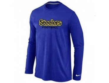 NEW Pittsburgh Steelers Authentic font Long Sleeve T-Shirt blue