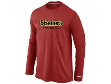 NEW Pittsburgh Steelers Authentic font Long Sleeve T-Shirt Red