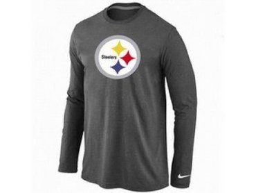 NEW Pittsburgh Steelers Logo Long Sleeve T-Shirt D.Grey