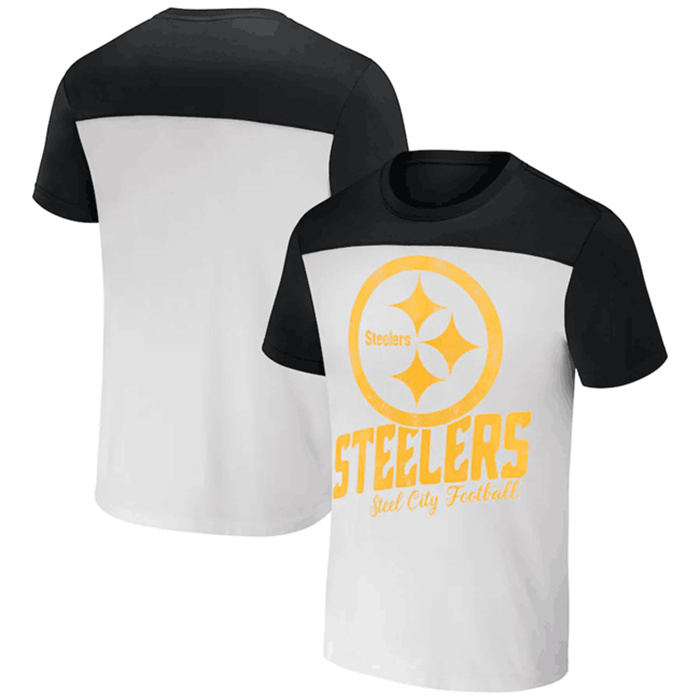 Men's Pittsburgh Steelers Cream Black X Darius Rucker Collection Colorblocked T-Shirt