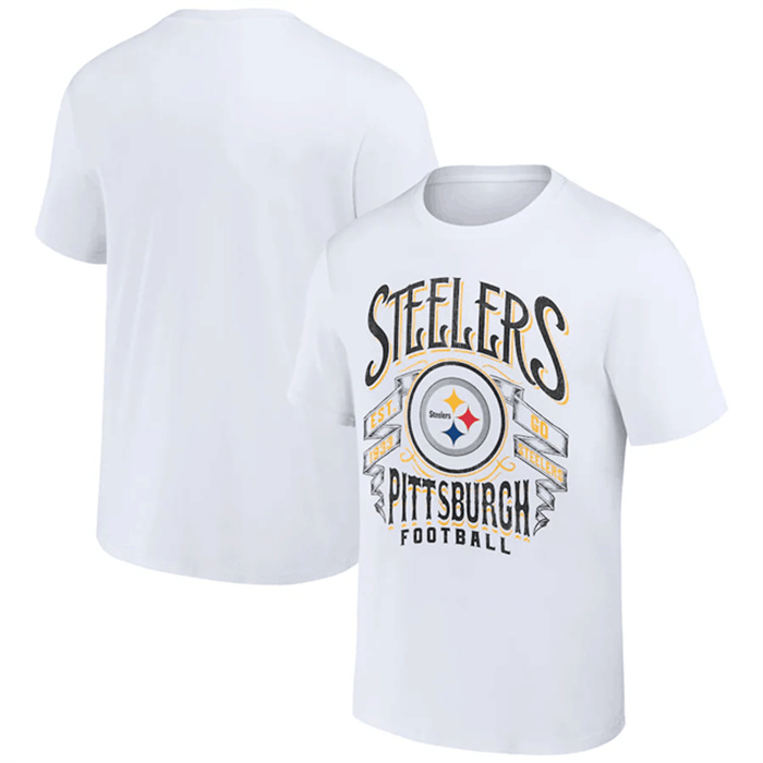 Men's Pittsburgh Steelers White X Darius Rucker Collection Vintage Football T-Shirt