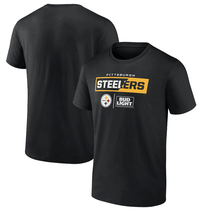 Men's Pittsburgh Steelers Black X Bud Light T-Shirt