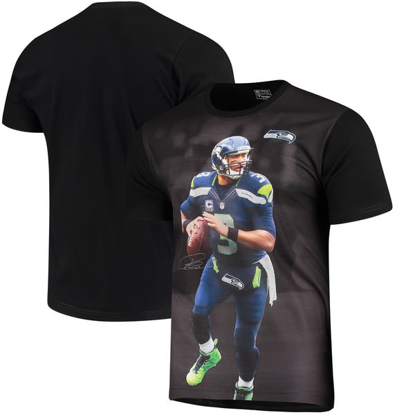 Seattle Seahawks Russell Wilson NFL Pro Line By Fanatics Branded NFL Player Sublimated Graphic T Shirt Black