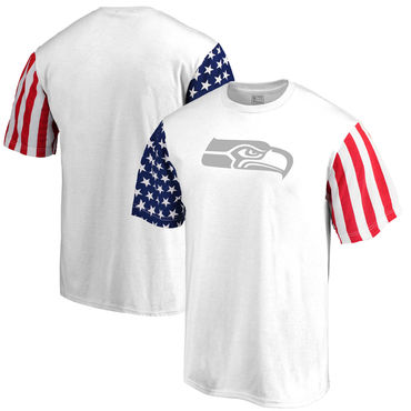 Men's Seattle Seahawks NFL Pro Line By Fanatics Branded White Stars & Stripes T-Shirt