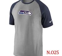 NEW Seattle Seahawks Ash Tri Big Play Raglan NFL T-Shirt Grey Navy Blue