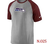 NEW Seattle Seahawks Ash Tri Big Play Raglan NFL T-Shirt Grey Red