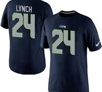 NEW Seattle Seahawks #24 Marshawn Lynch Pride Name & Number NFL T-Shirt Blue