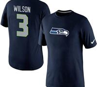 NEW Seattle Seahawks #3 Russell Wilson Name & Number NFL T-Shirt Blue