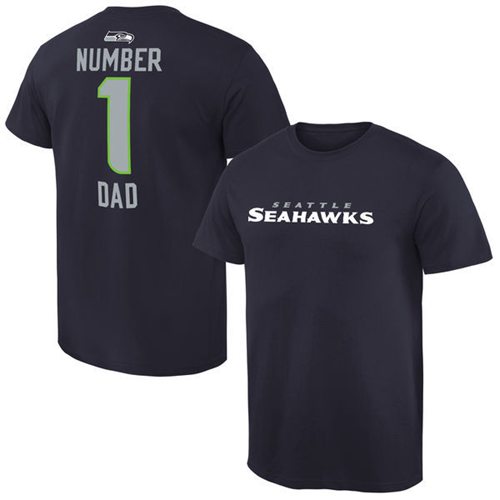 Men's Seattle Seahawks Pro Line College Number 1 Dad T-Shirt Navy