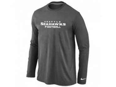 NEW Seattle Seahawks Authentic font Long Sleeve T-Shirt D.Grey