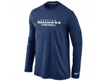 NEW Seattle Seahawks Authentic font Long Sleeve T-Shirt D.Blue