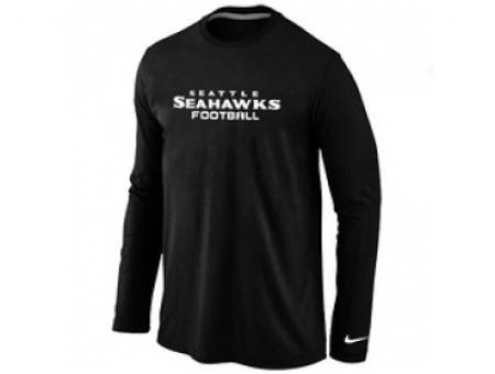 NEW Seattle Seahawks Authentic font Long Sleeve T-Shirt Black