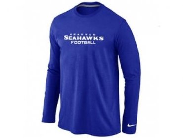 NEW Seattle Seahawks Authentic font Long Sleeve T-Shirt blue