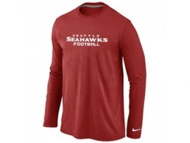 NEW Seattle Seahawks Authentic font Long Sleeve T-Shirt Red