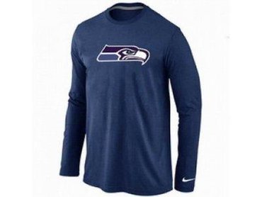 NEW Seattle Seahawks Logo Long Sleeve T-Shirt D.Blue