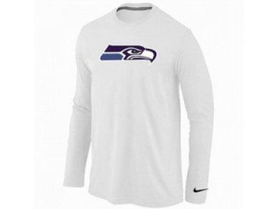 NEW Seattle Seahawks Logo Long Sleeve T-Shirt WHITE