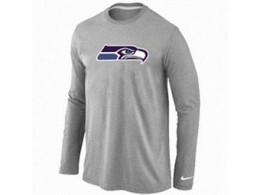 NEW Seattle Seahawks Logo Long Sleeve T-Shirt Grey