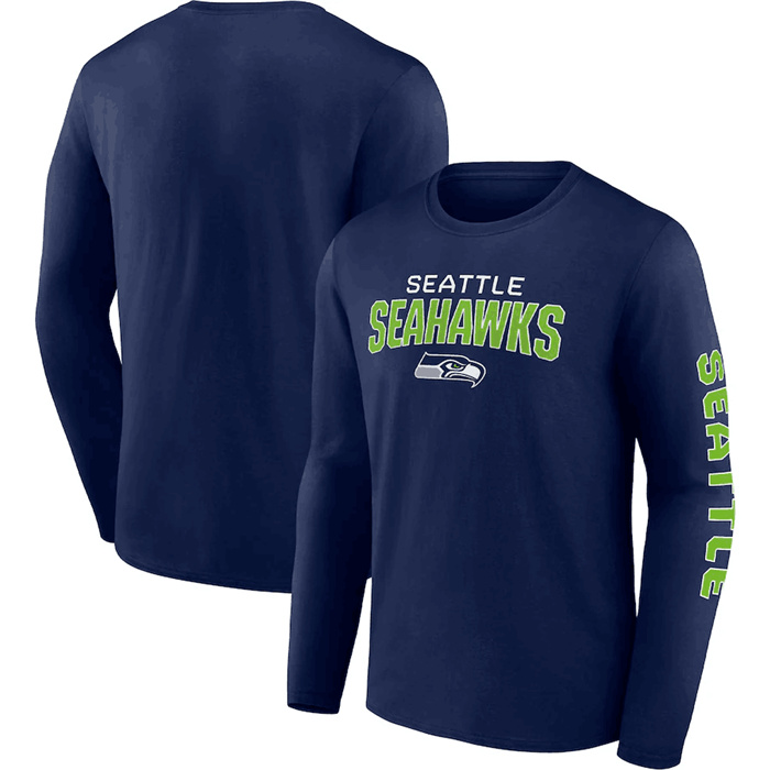 Men's Seattle Seahawks Navy Go The Distance Long Sleeve T-Shirt