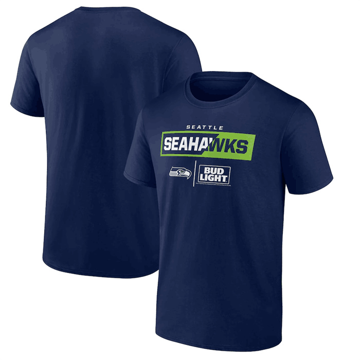 Men's Seattle Seahawks Navy X Bud Light T-Shirt