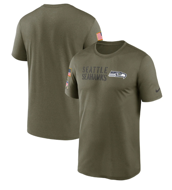 Men's Seattle Seahawks Olive 2022 Salute To Service Legend Team T-Shirt