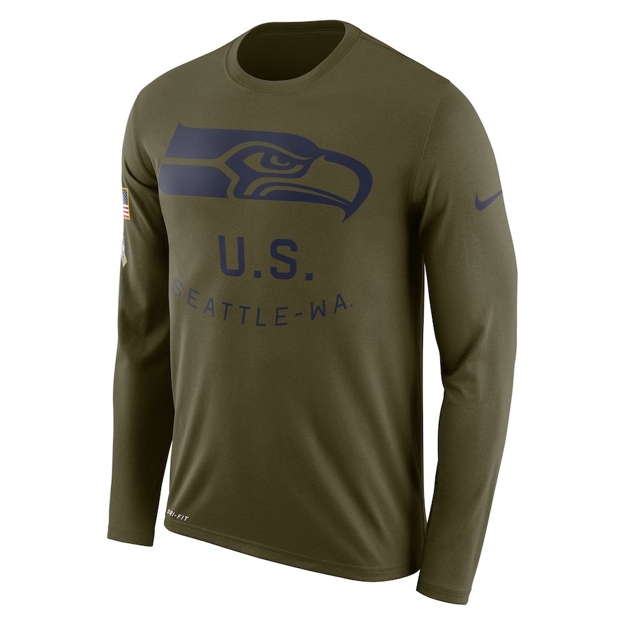 Seattle Seahawks Nike Salute To Service Sideline Legend Performance Long Sleeve T-Shirt Olive